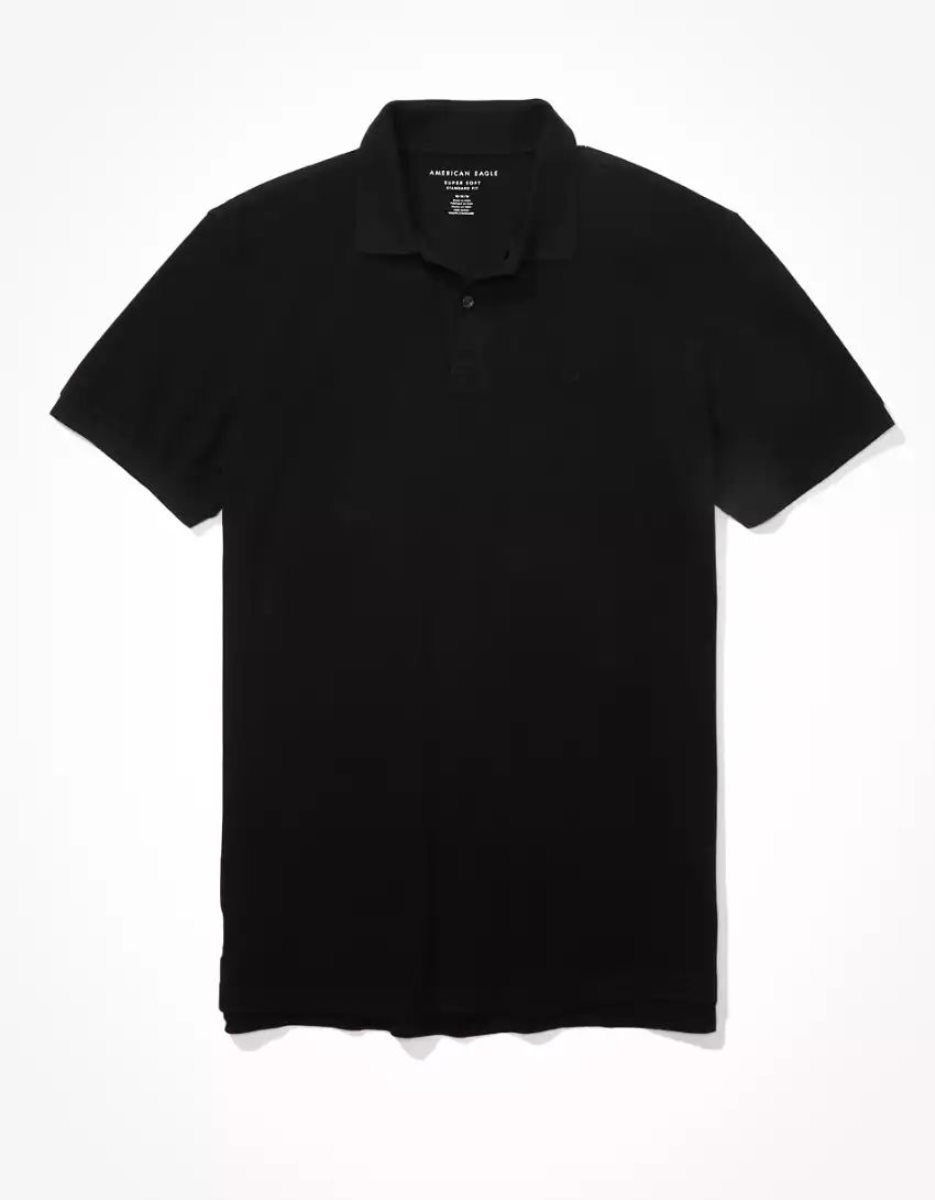 Polos American Eagle AE Super Soft Legend Pique Noir Homme | EDV-21264182